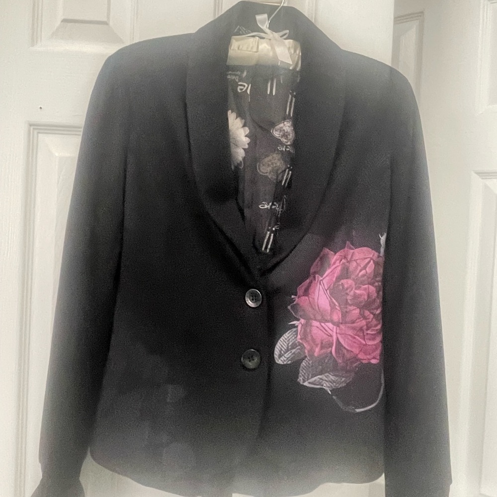 DESIGUAL 2 BUTTON BLACK BLAZER